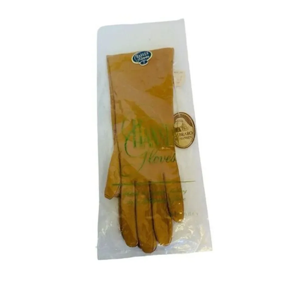 Vintage Cabraro By Hansen Silk‎ Camel Gloves Size 7 NOS With Tags May Co. 1970